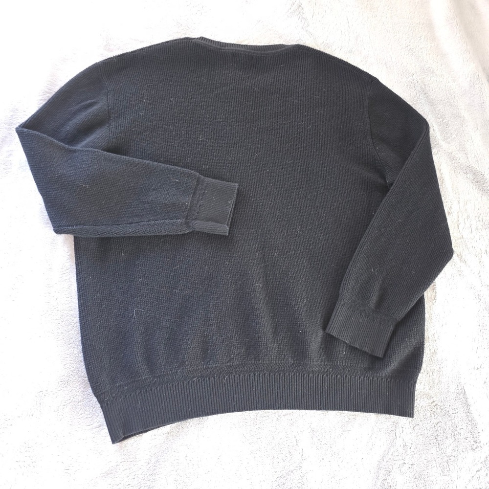Quince Organic Cotton Cashmere Waffle Crewneck Sweater Black XXL - Picture 5 of 15